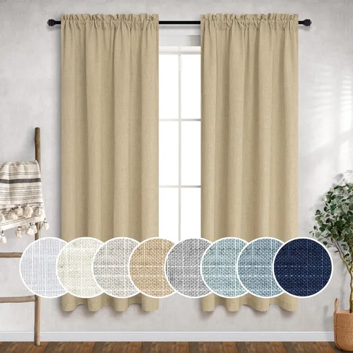 Vista 57 de Mrs.Naturall Cortinas azul marino de 90 pulgadas de largo para sala de estar, juego de 2 paneles con bolsillo para barra, cortinas reductoras
