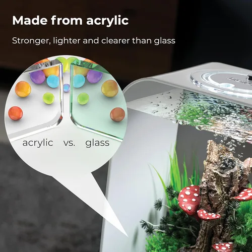 Vista 5 de biOrb Life 15 - Acuario acrílico de 4 galones con luces LED blancas, tanque compacto moderno para mesa o escritorio, negro