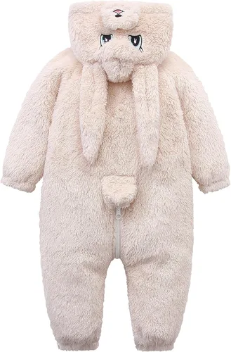 Vista 2 de Hikido Trajes de invierno de forro polar para bebé, lindo disfraz cómodo de dibujos animados para bebés de 0 a 18 meses