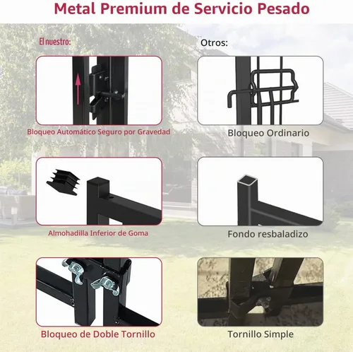 Vista 6 de Perrera para perros en el exterior, 4.5 x 4 x 4 pies, con techo para perros medianos y pequeños, jaula para perros al aire libre con cubierta