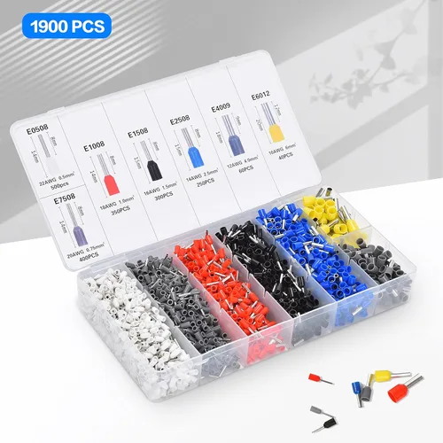 Vista 6 de CNAODUN - Kit de herramientas de prensado de virola para AWG 23-7 con 1900 terminales de virola de alambre de trinquete autoajustable