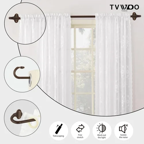 Vista 3 de TVWOO Barras de cortina de bronce envolventes: Barra de cortina de ventana ajustable de 5/8 de pulgada para habitación, cocina, apartamento, apta