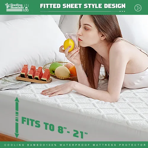 Vista 5 de UNILIBRA Protector de colchón impermeable tamaño twin, cubierta de colchón refrescante de rayón de aire 3D hecho de bambú, protector de colchón