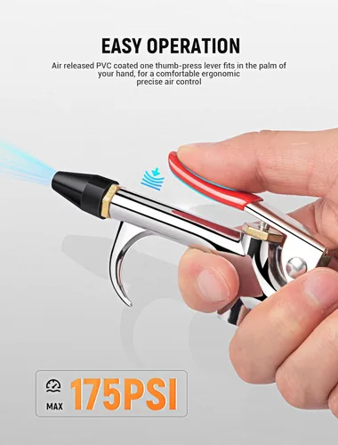 Vista 6 de JASTIND Kit de 4 pistolas de soplado de aire, pistola de soplado de boquilla de aire de conexión de 2 vías con punta de goma y enchufe rápido