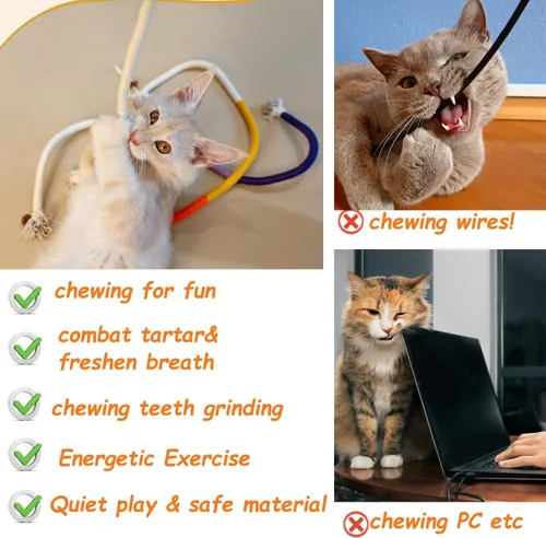 Vista 6 de Juguetes para gatos, cuerdas para masticar, Silvervine Sticks de hierba gatera con hierba gatera natural recargable para el cuidado dental