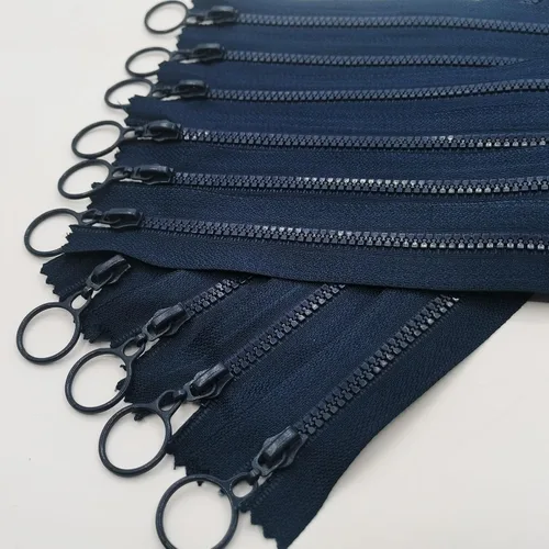 Vista 8 de 10 cremalleras de resina que no se separan con tiradores de anillo, cremalleras de plástico #3, tiradores de elevación para ropa, bolsos