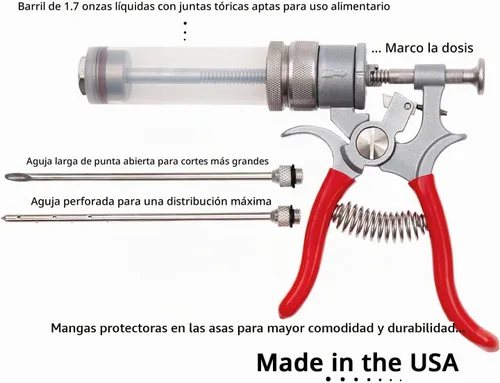Vista 3 de Inyector de carne SpitJack Magnum BBQ Marinade, fabricado en EE. UU., 2 agujas, MJ102 Premium marinade injector for BBQ cooks and competition teams.