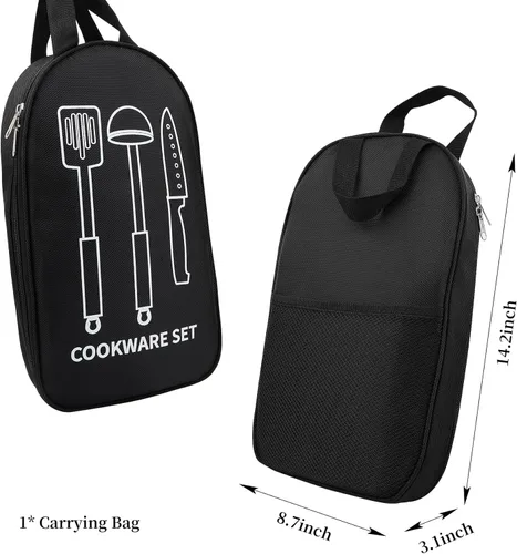 Vista 6 de Juego de utensilios de cocina para acampar, herramientas de parrilla de acero inoxidable, equipo y accesorios de utensilios de cocina para barbacoa