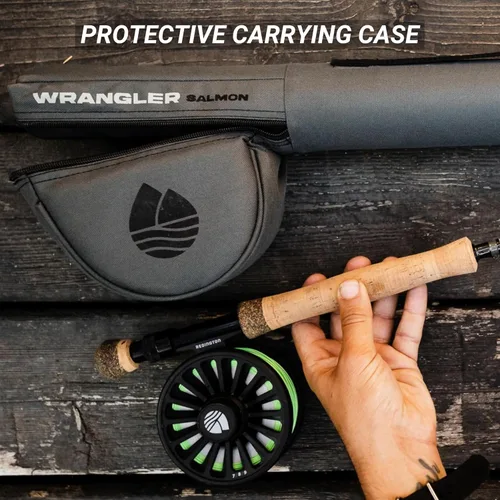 Vista 4 de Redington Wrangler - Kit de pesca con mosca, caña de acción media rápida, carrete de agua cruzada, línea de mosca, líder y estuche de transporte