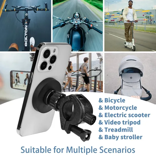 Vista 3 de Soporte magnético para teléfono de bicicleta, soporte magnético para teléfono para bicicleta, cochecito, scooter, cinta de correr, motocicleta