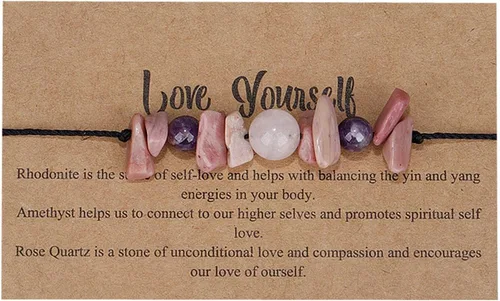 KIFEDSLJ Pulsera de cristal curativo de chakras, piedras preciosas naturales, yoga, reiki, chakras, cuentas de piedra trenzada, pulsera de cuerda