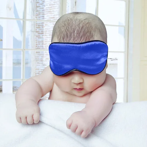 Antifaz para dormir de seda 100% natural para niños, bonita máscara de dormir de noche con correa elástica ajustable para recién nacidos (azul bebé,