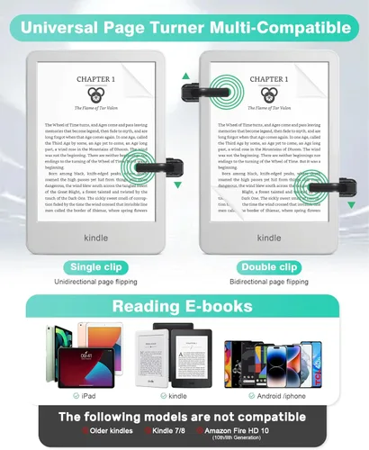 Vista 2 de Kindle Page Turner Remote para Kindle PaperWhite Ipad iPhone. Accesorios Kindle para videocámara de cámara, controles remotos también, Kindle