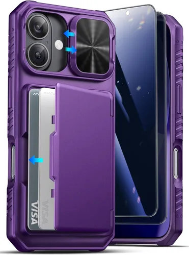 Vista 9 de ATATOO Funda para iPhone 17 con Portador de Tarjetas (Almacena 3-5 Tarjetas) [Bloqueo RFID] y Cubierta Deslizante para Cámara, Protección de Grado