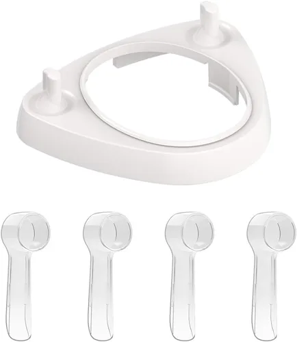 Vista 8 de 4 fundas para cabezales de cepillo de dientes (multicolor) compatibles con cabezal de cepillo de dientes eléctrico Oral-B + soporte para cepillos