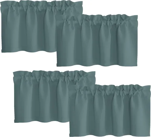 Vista 54 de NICETOWN Cenefa de cocina para ventanas, cortina corta con bolsillo para barra de estilo campestre con aislamiento térmico para sala de estar