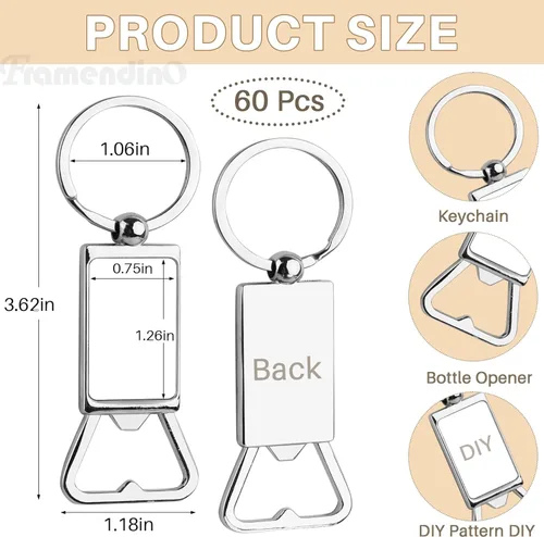Vista 2 de Framendino, Sublimación Blanks Llaveros Metal Abrebotellas Transferencia Rectángulo Aluminio Llavero Llaveros