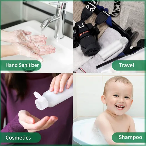 Vista 3 de LISAPACK Botellas de viaje de 3.4 onzas para artículos de tocador, recipientes de plástico de tamaño de viaje para champú acondicionador aprobado