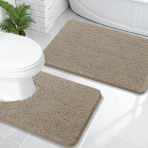 Vista 125 de OLANLY Juego de 2 alfombras de baño de felpilla suave y absorbente, antideslizantes, de secado rápido, lavables a máquina, accesorios de decoración