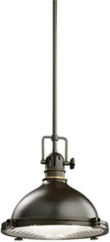 Kichler Hatteras Bay 11" 1 Lámpara colgante con lente Fresnel transparente Olde Bronze®