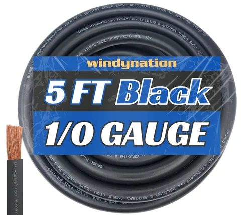 Vista 27 de WNI - Cable de cobre para batería de soldadura ultra flexible calibre 1/0 de 10 pies, color negro, 1/0 AWG, fabricado en los Estados Unidos