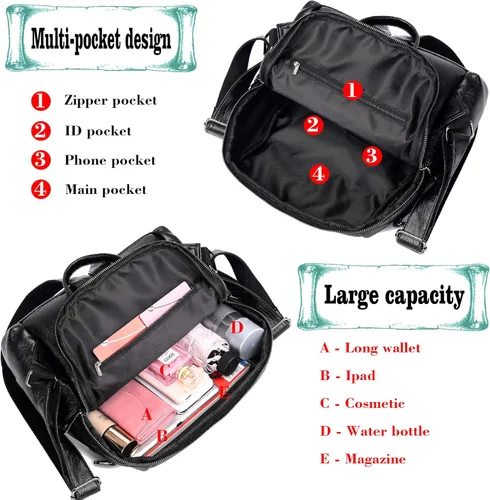 Vista 5 de Mochila de moda para mujer, impermeable, bolsa de viaje, bolsa de hombro convertible para mujer