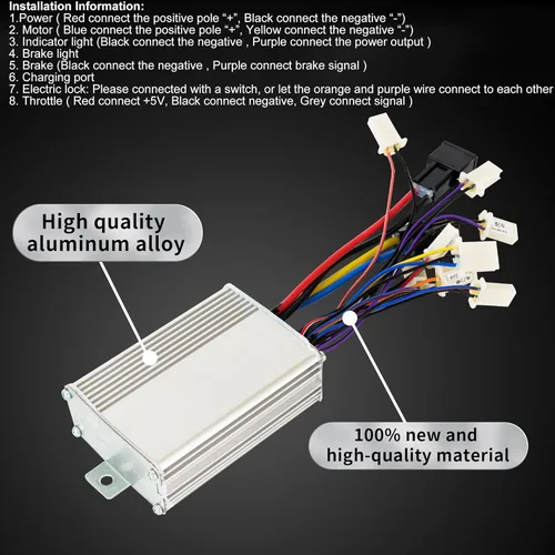 Vista 4 de Controlador de motor cepillado de 36 V, 1000 W, control de velocidad de motor cepillado, con interruptor de 3 velocidades para scooter bicicleta