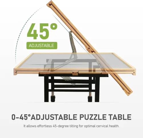 Vista 4 de BuilderButler Mesa de rompecabezas de 1500 piezas con ruedas, con cajones y cubierta, 34.25 x 25.2 pulgadas, altura ajustable e inclinación de 45°
