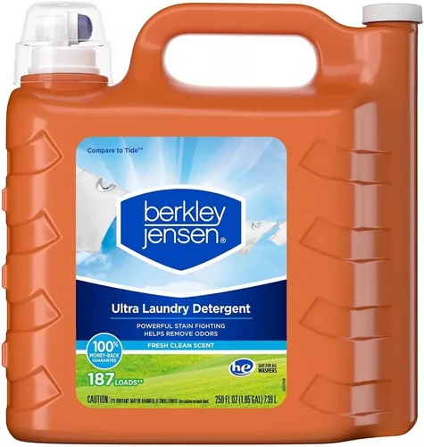 Berkley & Jensen berkley jensen Ultra - Detergente líquido para ropa, 250 onzas líquidas, 187 cargas