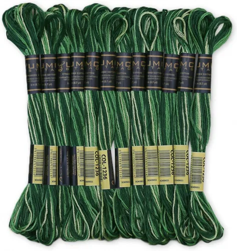 Vista 14 de 12 piezas de hilo de bordar amarillo canario 298/972 de alta calidad, madejas 100% algodón egipcio de alta calidad, hilo de bordado de punto