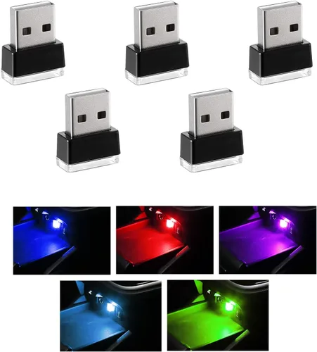 Vista 15 de 4 PCS Lámpara de Atmósfera Interior de Coche LED USB, Mini Luz Nocturna LED Portátil, Kit de Iluminación Ambiental de Maletero con Interfaz USB