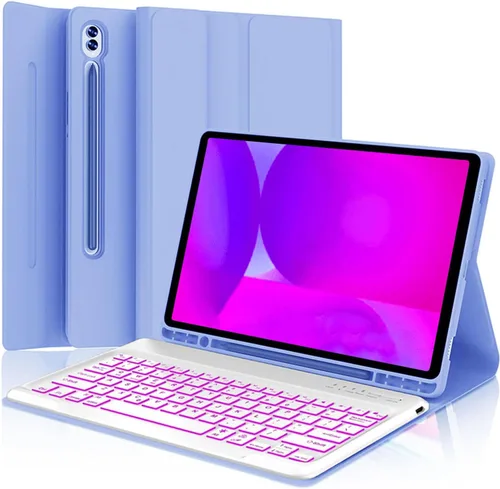 Vista 13 de Funda para teclado para Samsung Galaxy Tab S6 Lite de 10.4" 2024 2022/2020 (SM-P610/P613/P615/P619), Funda para teclado retroiluminada desmontable