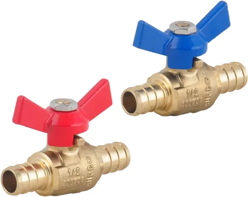 Cierre de agua de puerto completo, válvula de bola de latón PEX de 1/2 pulgada, mango de 1/4 de giro, válvula de agua PEX con certificado UPC (2
