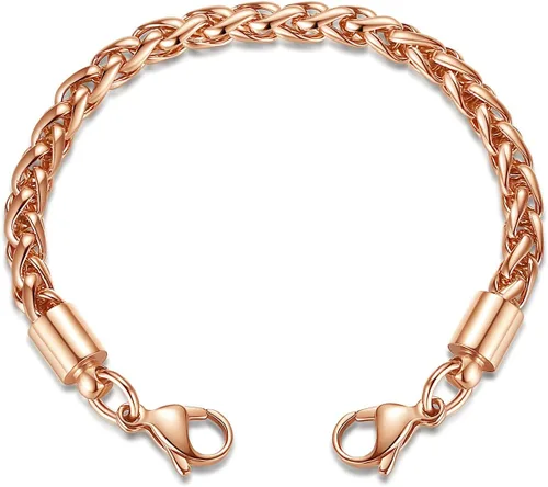 Vista 6 de LinnaLove - Pulseras de alerta médica intercambiables con cadena de trigo de acero inoxidable - (solo cadena)