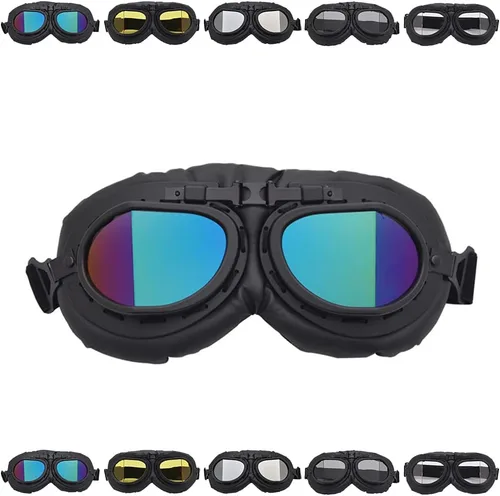 Vista 8 de Peicees - Gafas de casco vintage para motocicleta, gafas de moto, gafas de piloto de motocross