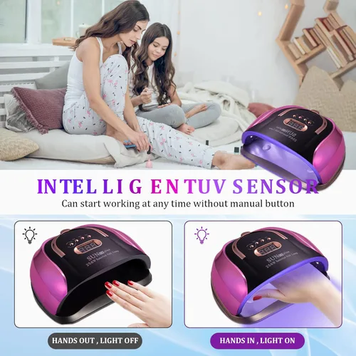 Vista 3 de UV LED Nail Light, 256W High Power Gel Light, 4 Timer Settings and Professional Manicure Lamp with Automatic Sensor(Comes with 6 Free Gifts)