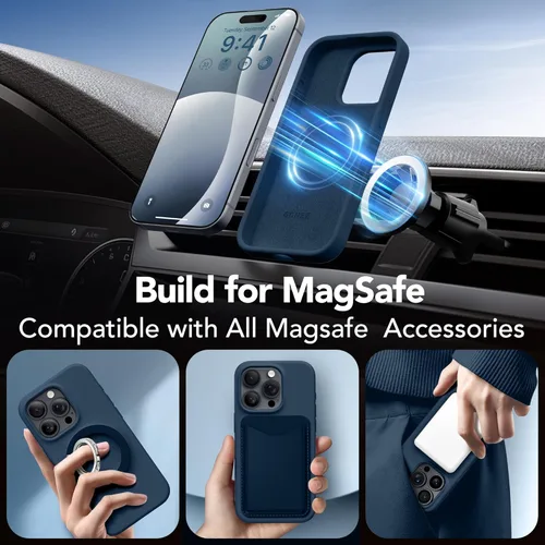 Vista 104 de GONEZ Funda magnética para iPhone 14, compatible con Magsafe, con protector de pantalla + protector de cámara, forro de microfibra antiarañazos