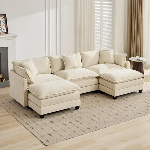 Vista 97 de Sofá modular modular de felpilla beige de 78 pulgadas para sala de estar, sofá modular de felpilla beige para sala de estar, sofás para sala