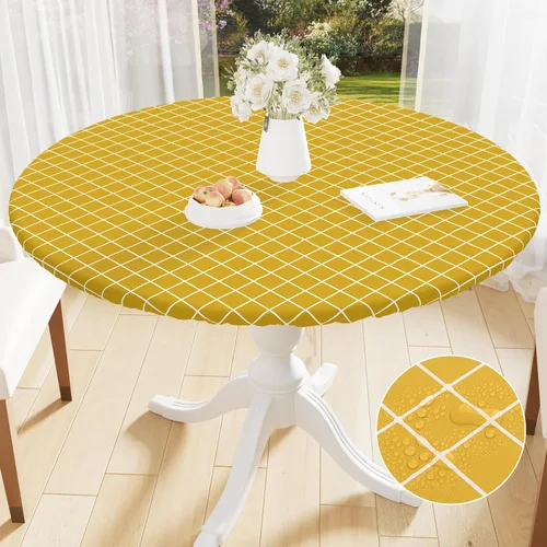 Vista 176 de Mantel rectangular, manteles de plástico elásticos ajustables con parte trasera de franela para mesas de 4 pies, manteles de vinilo impermeables