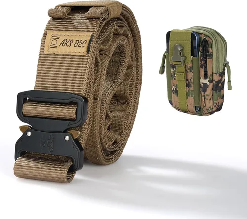 Vista 6 de Tactical Belt with Buckle Molle Belt Security Utility Belt with Pouch Heavy Duty Battle Belt with Premium Pouch