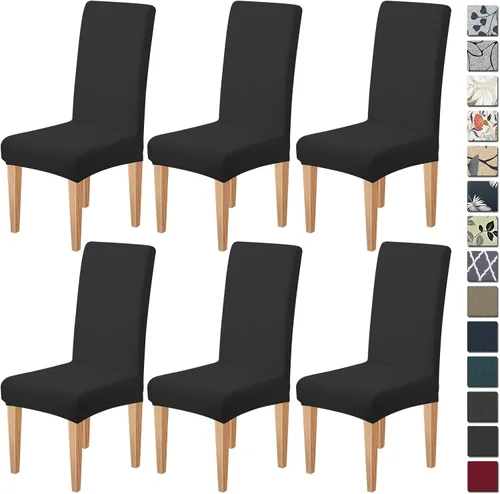 Vista 13 de Dioxide Fundas de Silla de Alto Estirar para Sillas de Comedor, Juego de Fundas de Silla de Comedor Lavables de 4, Fundas de Asiento de Silla