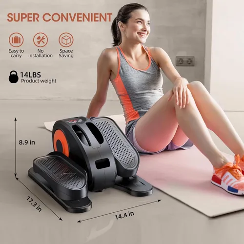 Vista 7 de Under Desk Elliptical Machine, 2-in-1 Electric Leg Exerciser for Seniors, Quiet & Compact Pedal Exerciser with Remote, 12 Speed Elliptical Exercise