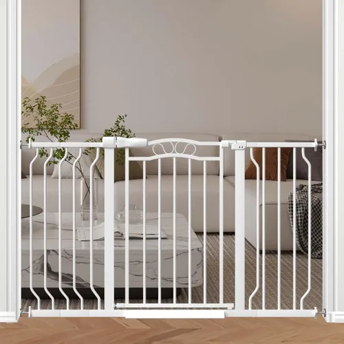 Vista 9 de Fairy Baby Puerta de bebé de 29.5 a 33.5 pulgadas para puertas, puerta para perros para escaleras sin taladro, barrera de seguridad para mascotas