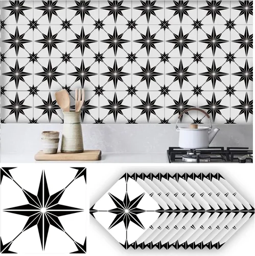 Vista 19 de Alwayspon 24 calcomanías mate para azulejos de pared, despegar y pegar, calcomanías de vinilo autoadhesivas para azulejos de cocina y baño, 6 x 6