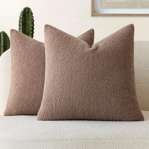 Vista 19 de Foindtower Paquete de 2 fundas de cojín decorativas de pelo sintético rizado, suave y mullida, con cremallera, acogedora funda de almohada