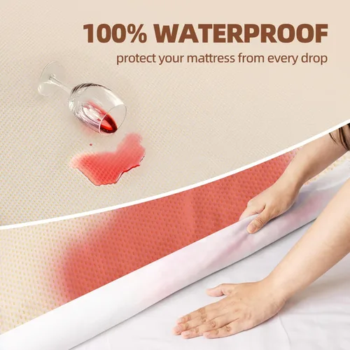 Vista 3 de Paquete de 2 protectores de colchón impermeables tamaño individual, funda de colchón refrescante para cama de tamaño individual, funda de colchón