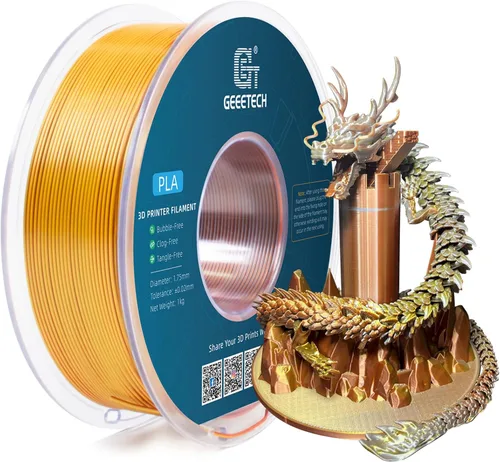 Vista 45 de Geeetech - Filamento PLA de 0.07 pulgadas, filamento de seda de bicolor, consumo dicromático de coextrusión brillante, 2.2 libras, 1 carrete