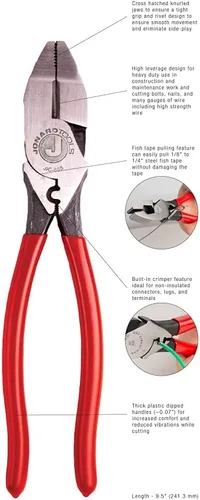 Vista 2 de Jonard Tools JIC-685 Alicates para electricista con funda Cooper y extractor de cinta de pescado para cobre, aluminio y otros metales blandos, 9-1/2