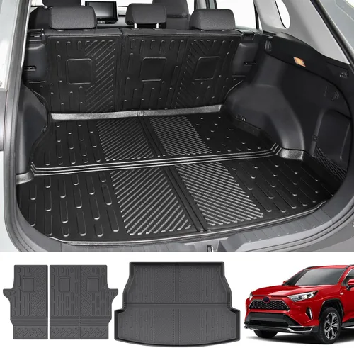 Vista 7 de Tapete de carga apto para Toyota RAV4 2019, 2020, 2021, 2022, 2023, 2024, tapete de carga TPE para maletero, protector de respaldo de asientos