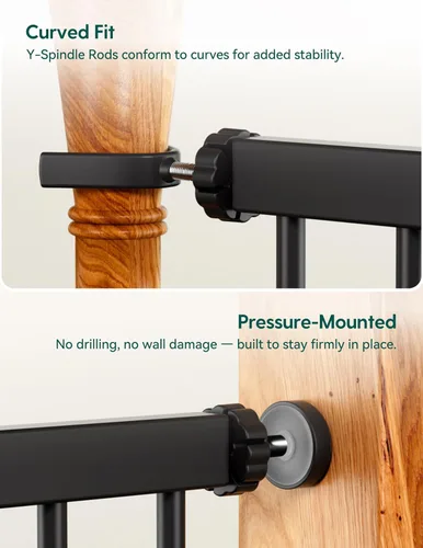 Vista 7 de Babelio - Puerta de seguridad para puertas y escaleras, de 26-40 pulgadas, con cierre automático, puerta de presión C5, fácil de instalar, sin